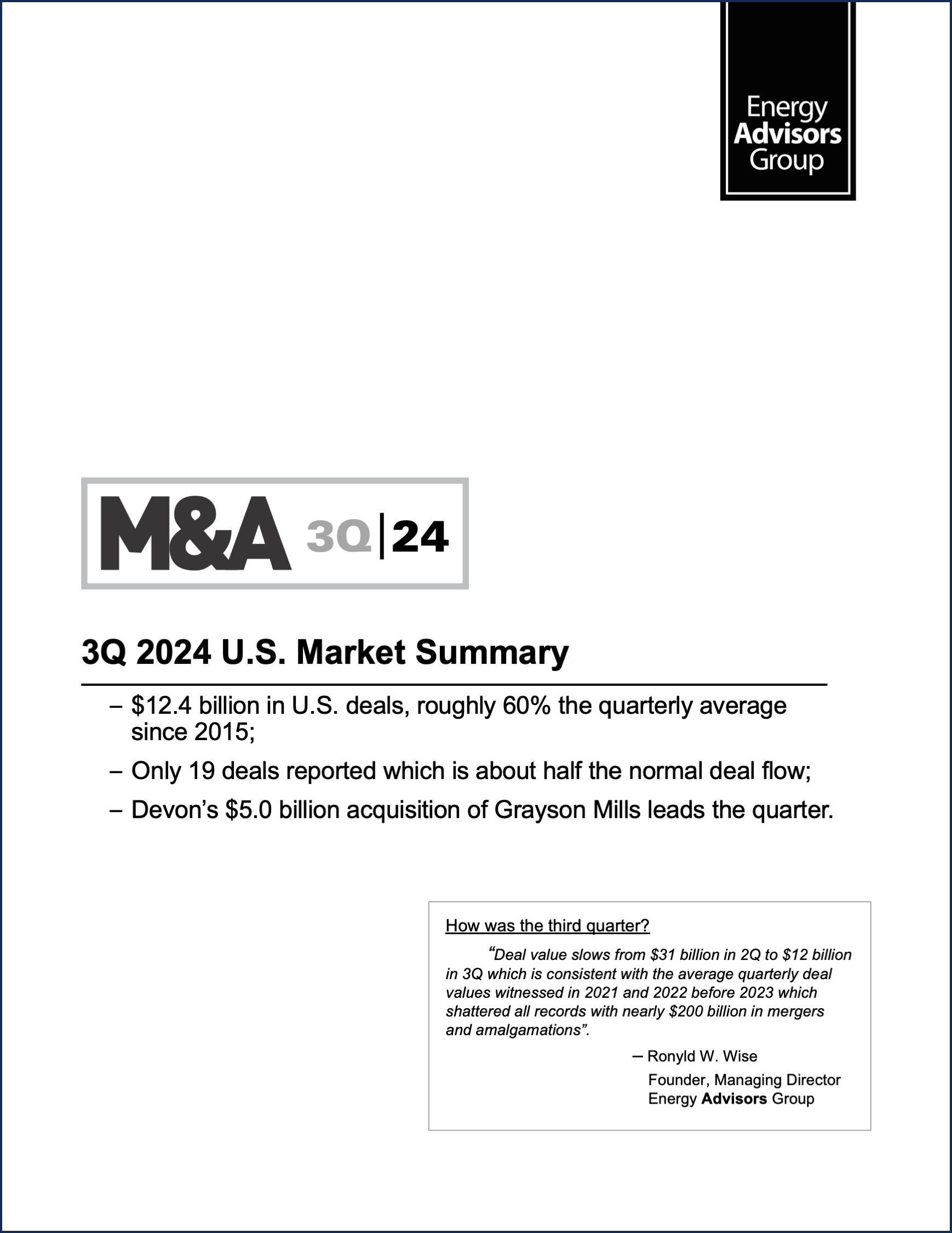 03Q24 QUARTERLY M&A REPORT