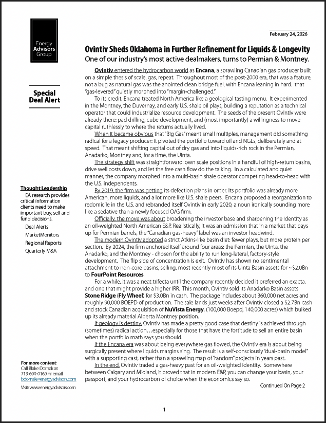 DEAL ALERT (OVINTIV)