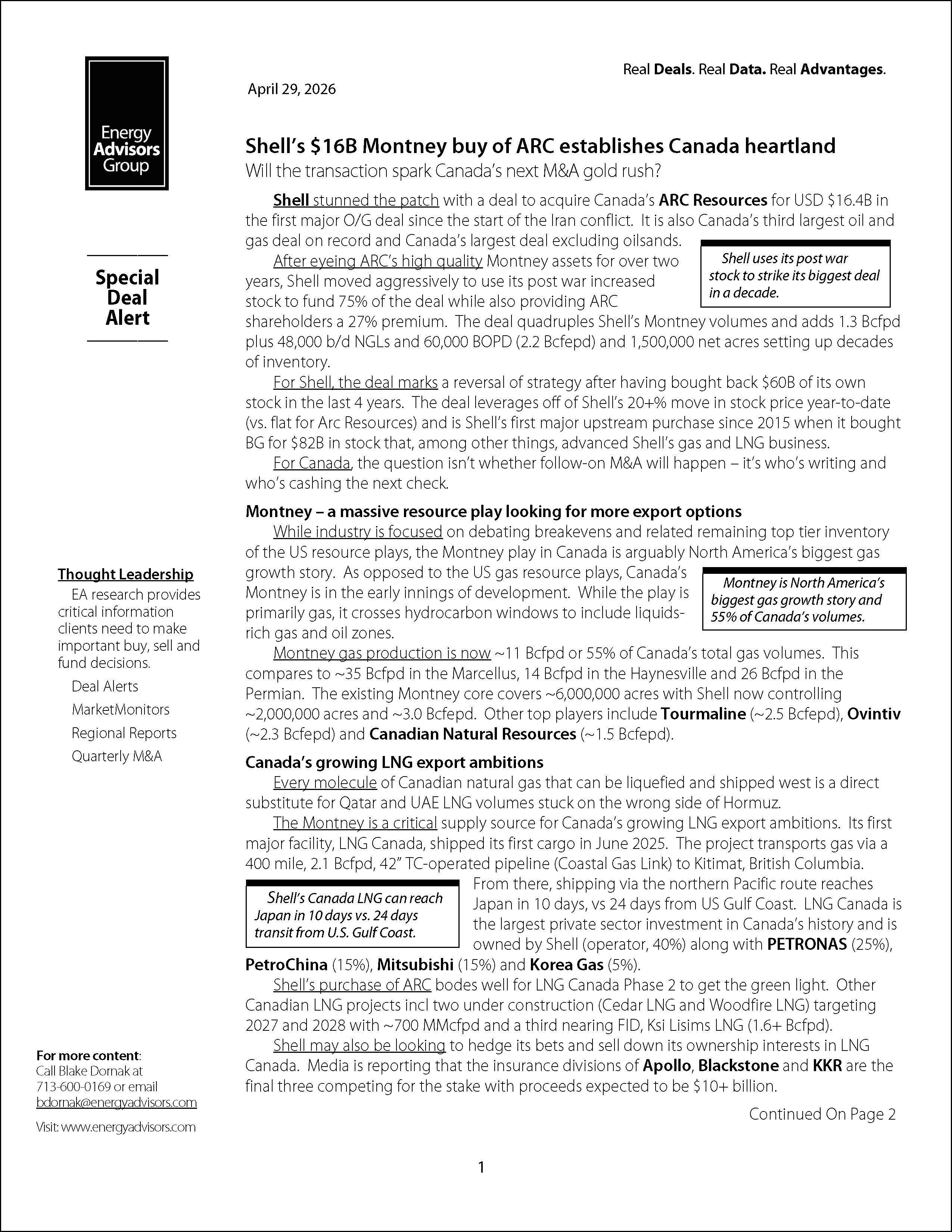 DEAL ALERT (SHELL BUYS ARC)
